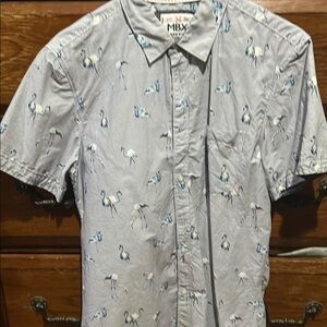 Gray Nautical Casual Button Down Shirt